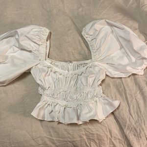 For Love & Lemons Jackson Crop Top Ivory XS